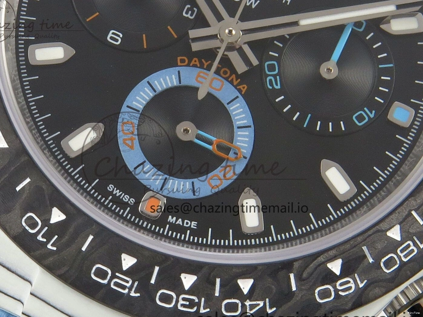 MiroTime 0106 Attractive Daytona DIW Carbon Case and Bezel DIWF Edition Black Dial on Blue Nylon Strap A 71